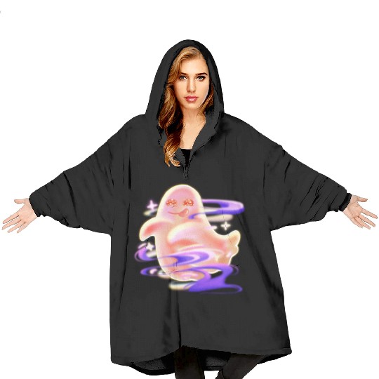 Playful Glowing Ghost  Blanket Hoodies