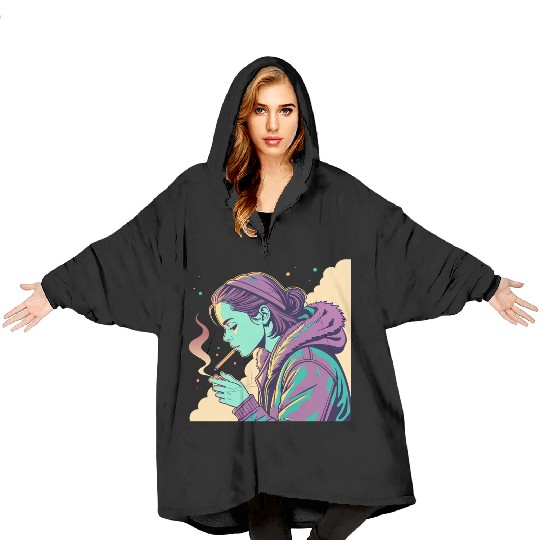 Lost in Her Thoughts Blanket Hoodies