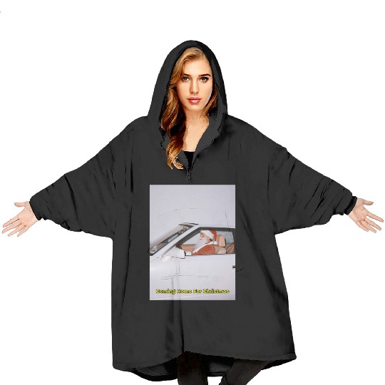 Santa's Joyful Ride Card Design Blanket Hoodies