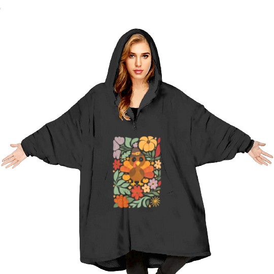 Festive Harvest Thanksgiving Turkey Blanket Hoodies