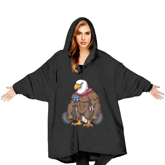 Patriotic Gym Eagle – Stars & Stripes Fitness Desi Blanket Hoodies