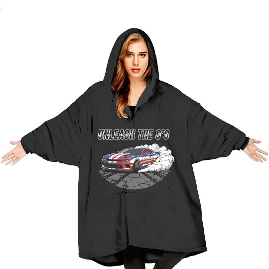 Patriotic American Muscle Car Blanket Hoodies