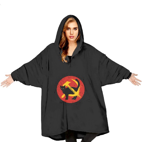 My Cat Is A Communist For Cat Lovers Blanket Hoodies