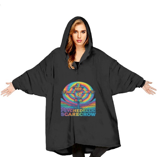 Psychedelic Scarecrow Trippy EDM Rave Festival Blanket Hoodies