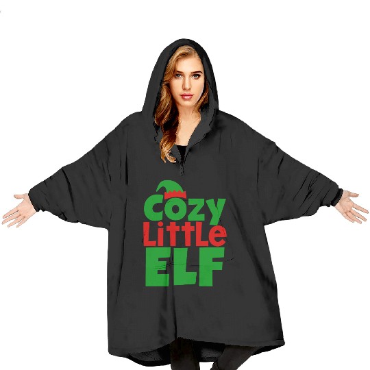 Cozy Little Elf Christmas Design Blanket Hoodies
