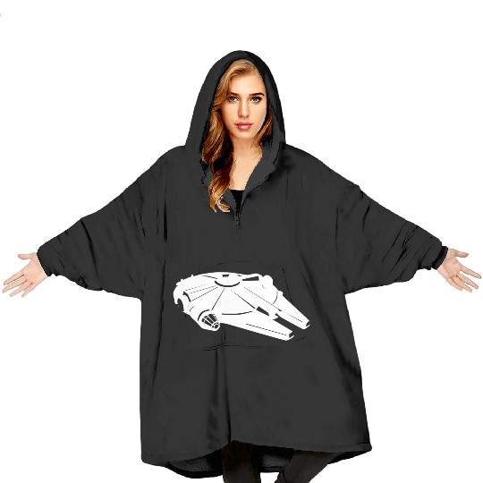 Millennium Falcon White Blanket Hoodies
