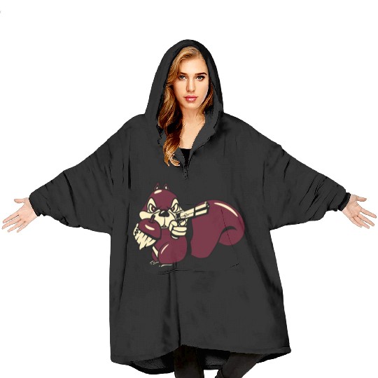 Squirrel witty nut gun Blanket Hoodies