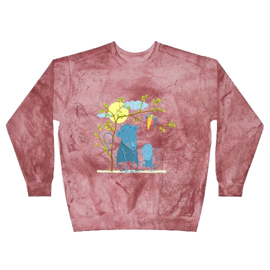 Monkey with child and bird Blast Sweatshirts