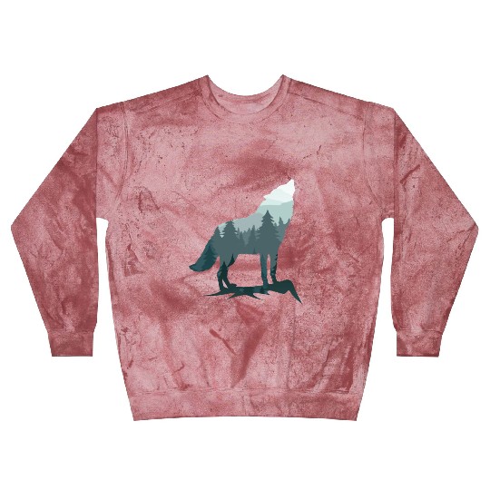 Lone Wolf Survives The Mountain Silhouette Art Blast Sweatshirts