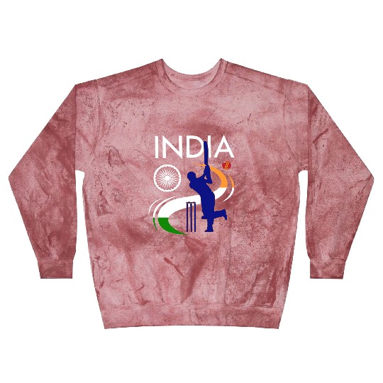 India Cricket With Indian Flag Brush Stroke Blast Sweatshirts