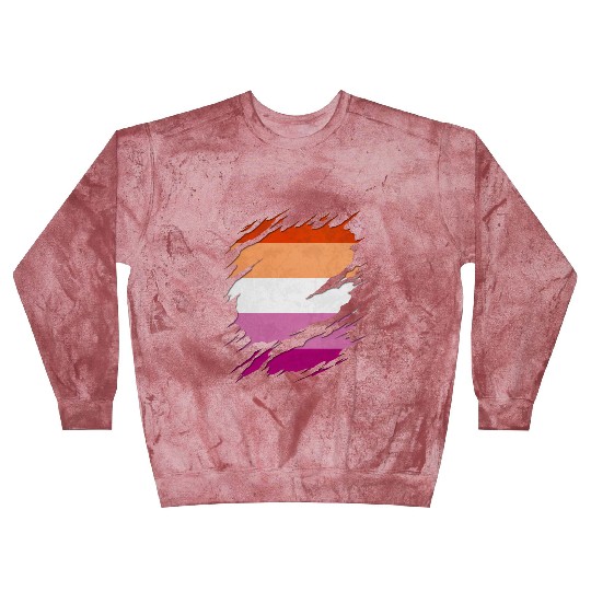 Lesbian Pride Flag Ripped Reveal Blast Sweatshirts