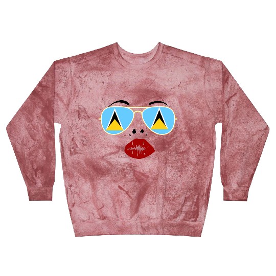 Saint Lucia Flag St Lucia Sunglasses Lips Kiss Blast Sweatshirts
