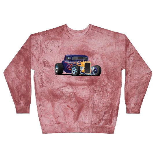 Vintage Hot Rod Car with Classic Flames Blast Sweatshirts