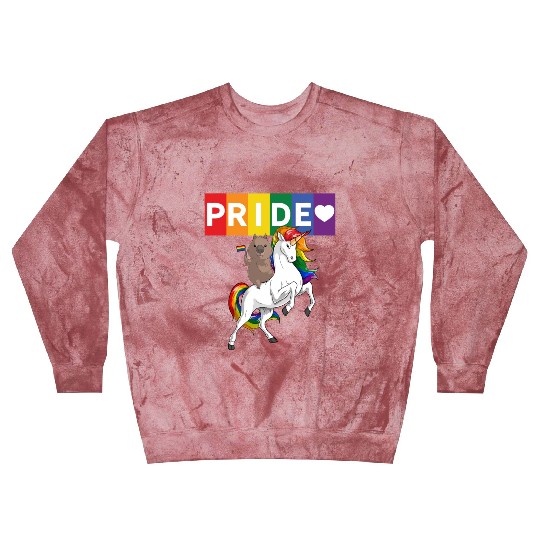 LGBT Gay Pride Wombat Riding Rainbow Unicorn Blast Sweatshirts