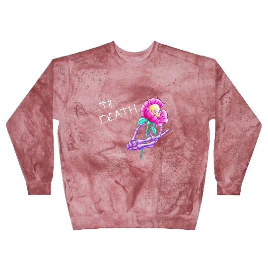 Til Death Valentine Skeleton Hand Skull Flower Blast Sweatshirts
