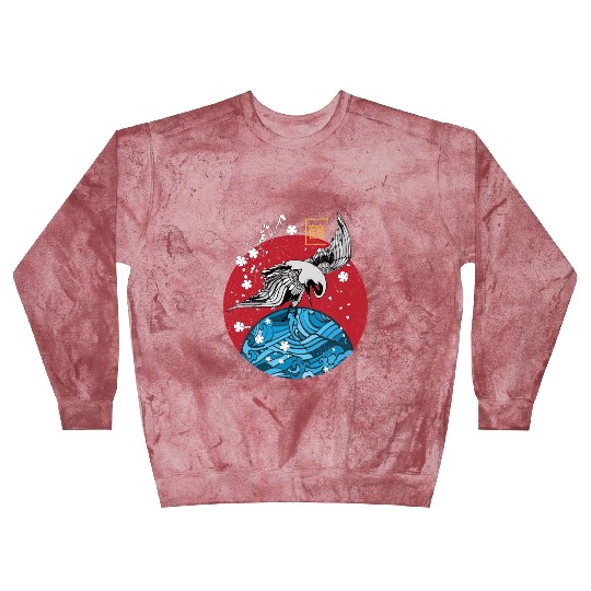 Two Asian Koi Fish on Waves Mountain Blast Sweatshirts