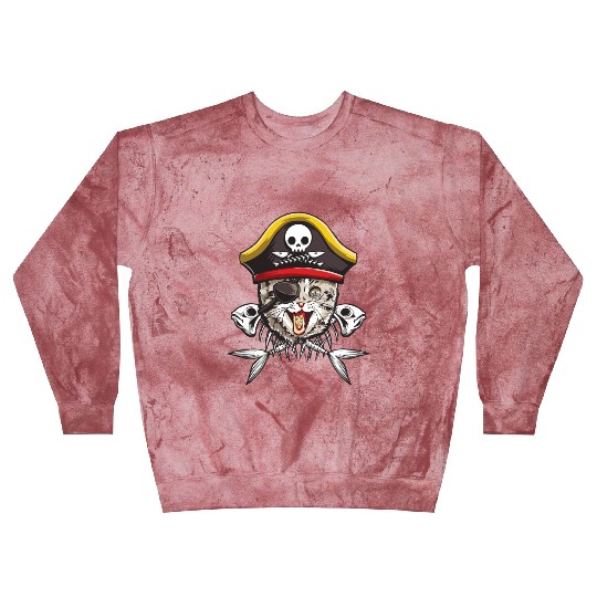 Cat Pirate Jolly Roger Flag Skull Crossbones Capta Blast Sweatshirts