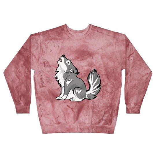 Cute Baby Howling Wolf Cub Gifts Animals Lover Blast Sweatshirts