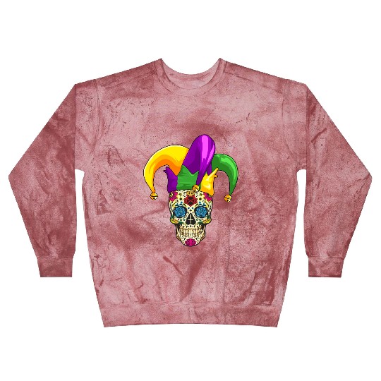 Sugar Skull Mardi Gras Jester Joker Louisiana Carn Blast Sweatshirts