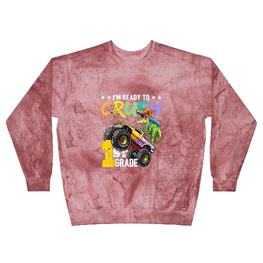 1st Grade Dinosaur Monster Truck Back To School Blast Sweatshirts
