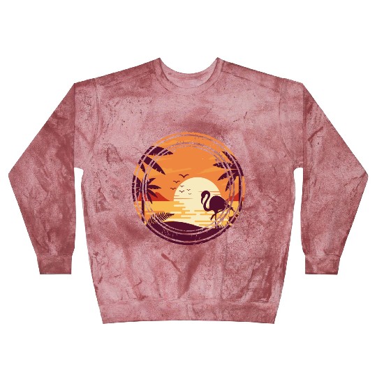 Flamingo Retro Sunset , Beach, Palm Trees Blast Sweatshirts