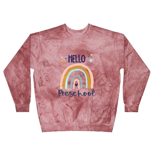 Kids Hello Preschool Retro Rainbow Teacher Toddler Blast Sweatshirts