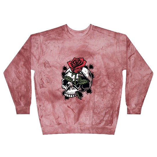 Bullets and Skull Roses Aesthetic Dripping Pattern Blast Sweatshirts