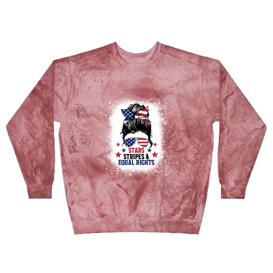 USA Messy Bun Bleached Stars Stripes Equal Rights Blast Sweatshirts