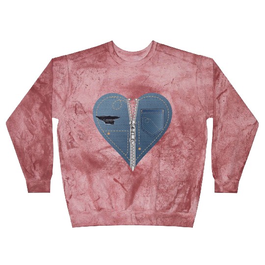light blue heart in jeans look with zipper Blast Sweatshirts