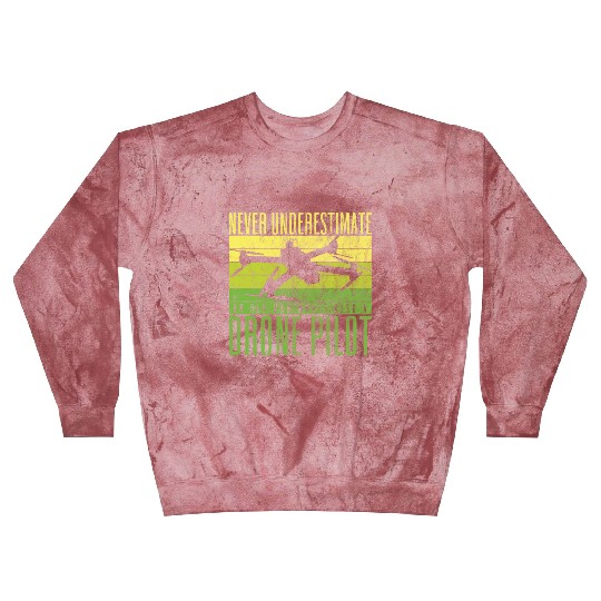 Never Underestimate An Old Man Drone Pilot Quadco Blast Sweatshirts