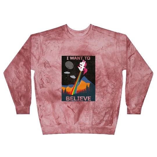 Unicorn "I Want To Believe" UAP Outfit Alien Ufo Blast Sweatshirts