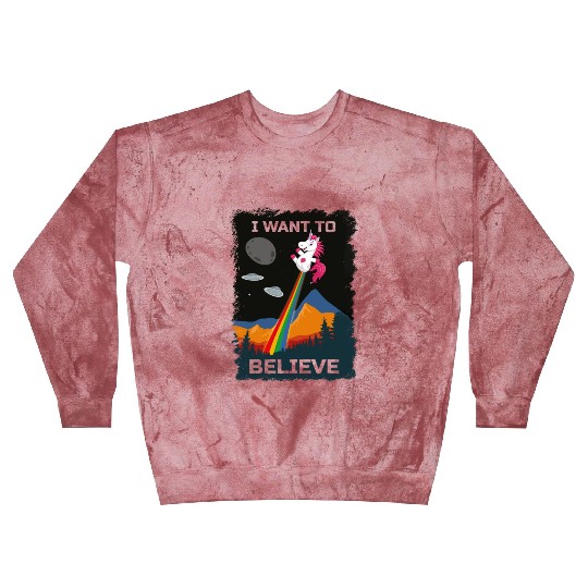 Unicorn "I Want To Believe" UAP Outfit Alien Ufo Blast Sweatshirts
