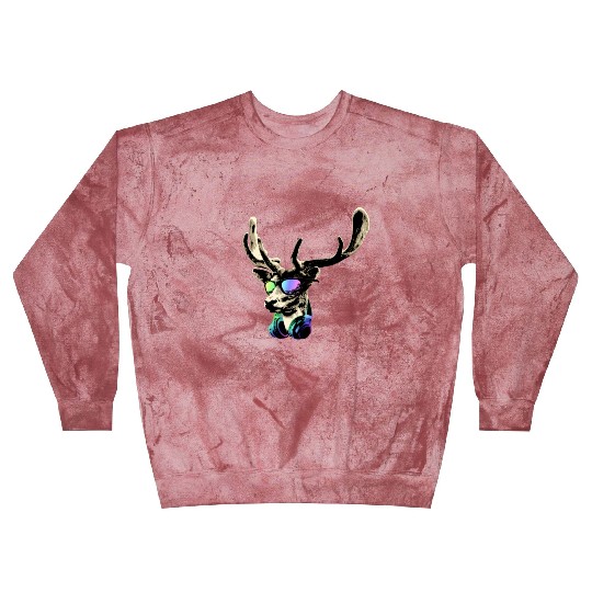 Deer DJ Brown Sticker Cool and Funny Music Animal Blast Sweatshirts