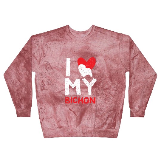 I Love My Bichon Frise Curly Hair Pup Puppy Lover Blast Sweatshirts