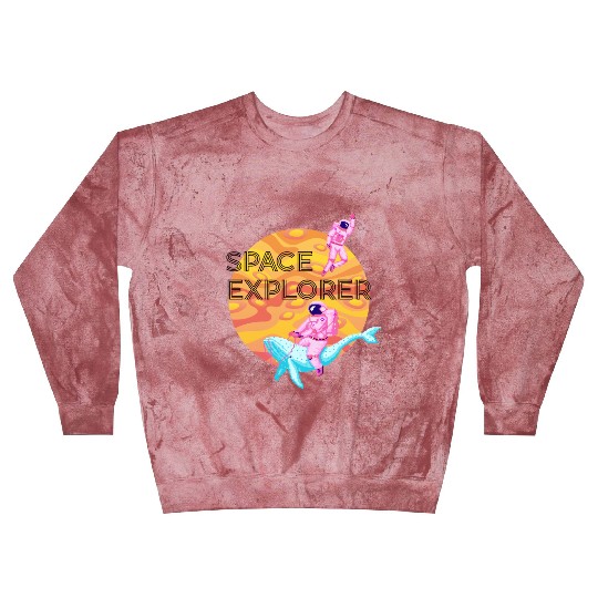 Space Explorer Two Astronauts and A Blue Whale Blast Sweatshirts