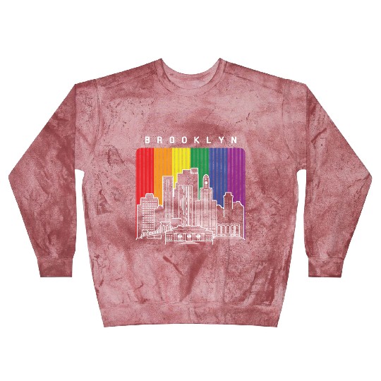 Brooklyn New York Skyline Rainbow Flag Blast Sweatshirts