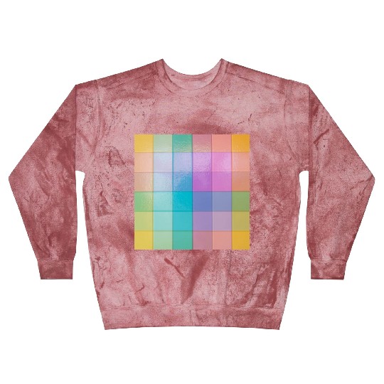 Rainbow Shimmer Multi Squares Pattern Blast Sweatshirts