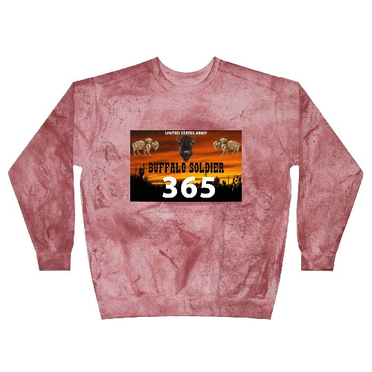 US Army Buffalo Soldier 365 w Buffalo Head Center Blast Sweatshirts