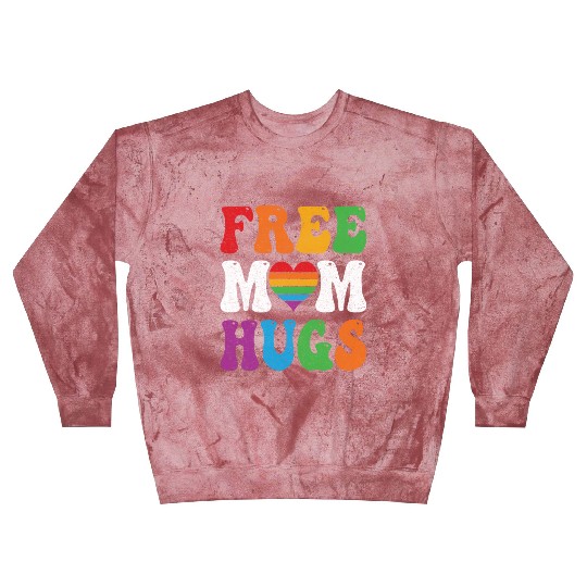 Free Mom Hugs Pride Blast Sweatshirts Rainbow Heart LGBT Pride