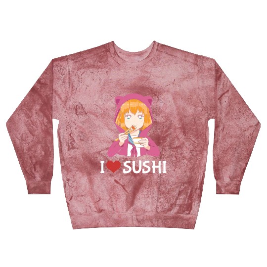 Kawaii Anime Girl I Love Sushi Blast Sweatshirts