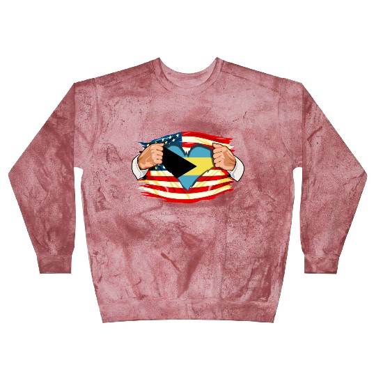 Bahamian Who Live in America Bahamas Flag Blast Sweatshirts
