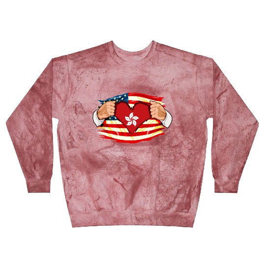 Hong Kongese Who Live in America HongKong Flag Blast Sweatshirts
