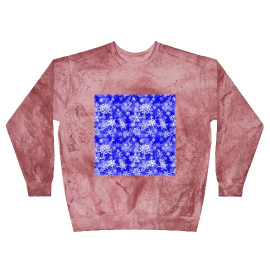 Navy Blue White Snowflakes Pattern Blast Sweatshirts