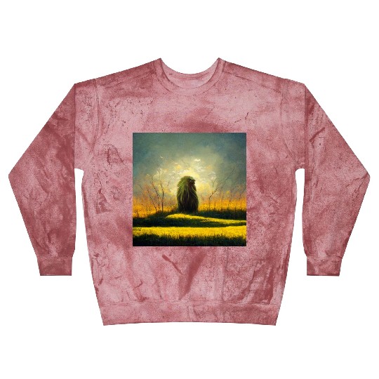 Lion meditate on sunrise, painting Blast Sweatshirts