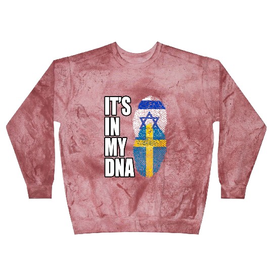 Israel And Swedish Mix Heritage DNA Flag Blast Sweatshirts