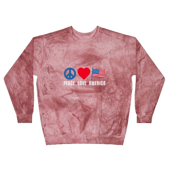 Peace Love America US Flag Independence Blast Sweatshirts