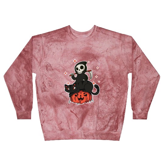 Grim Reaper On A Halloween Pumpkin A Trick Or Blast Sweatshirts
