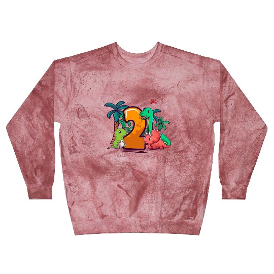 2nd Birthday Trex Triceratops Dinosaur 2 Year Blast Sweatshirts