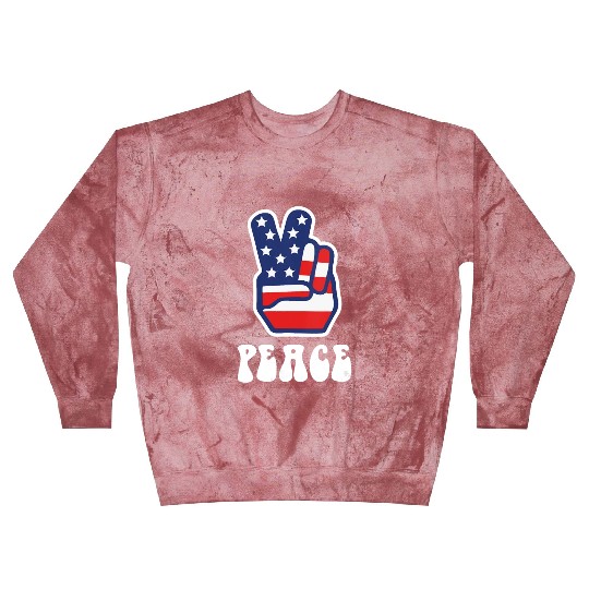 Womens Peace Sign US Flag Stars Stripes Hippie Blast Sweatshirts