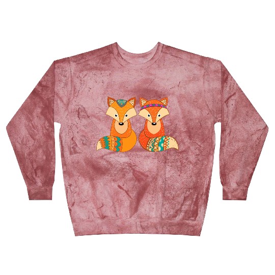 Tribal Fox Couple Wildlife Animal Lover Zookeeper Blast Sweatshirts